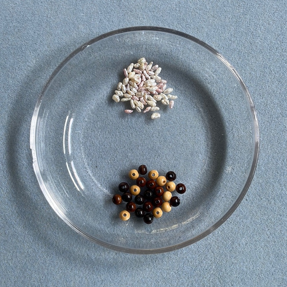 Jewelry making pearls and wood beads
